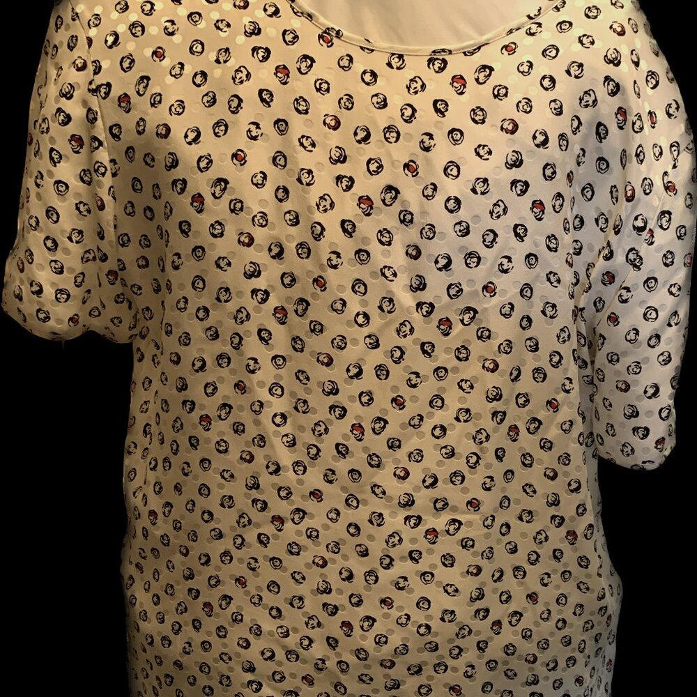 Vintage 100% silk blouse by Antonelli, Size 48, sold by Rizik Bros, Washington,